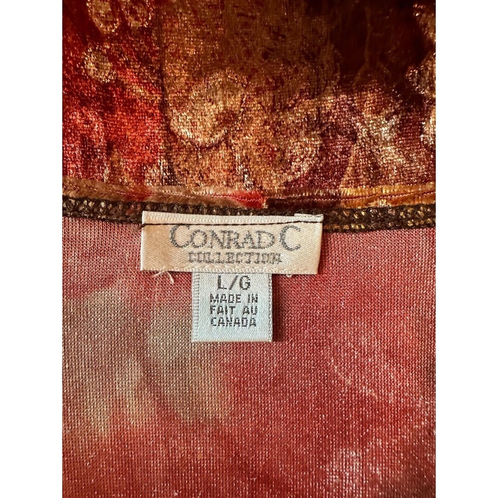 Conrad C Womens Pullover Top Large Multicolor Antique Floral Velvet Print - Picture 2 of 10